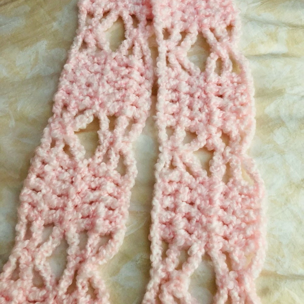 Hand Knitted Light Pink Scarf